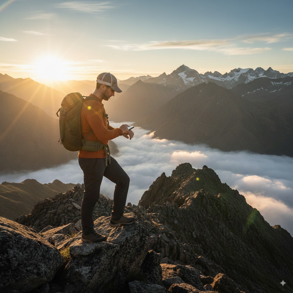 Hiker overlooking a mountain valley at sunset — plan your next outdoor adventure